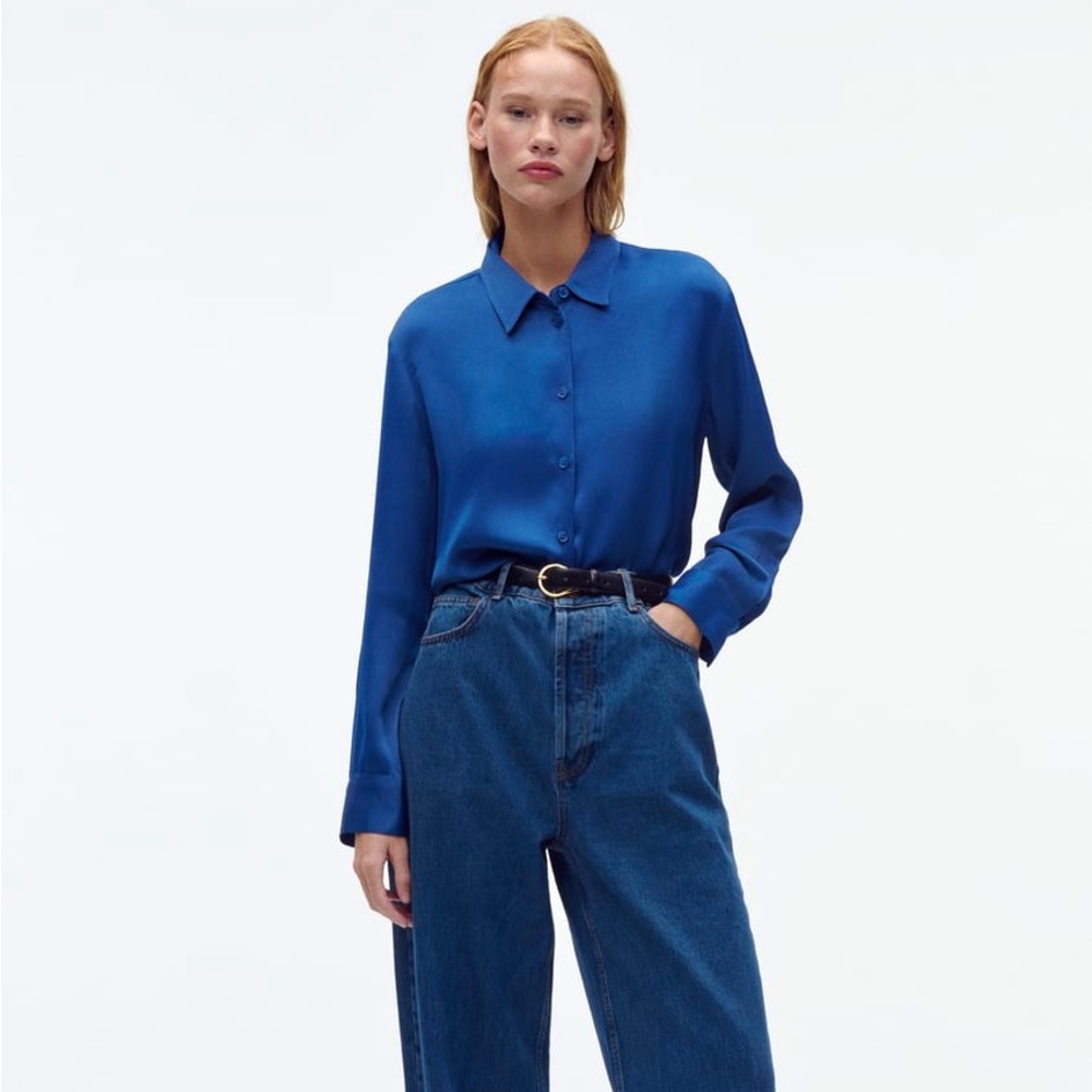 Zara blue satin shirt. XL